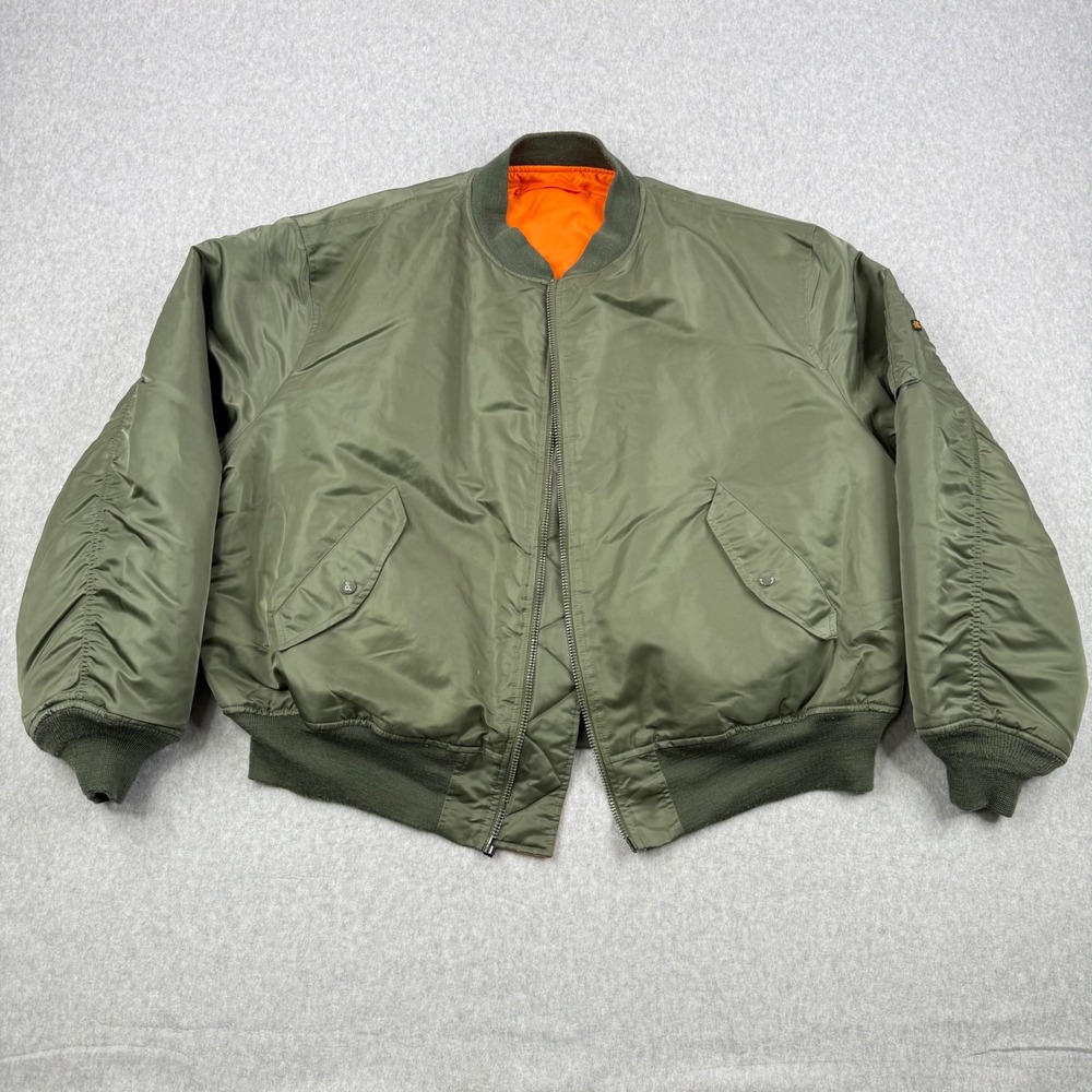Alpha Industries Jacket Mens 5XL Sage Green MA-1 Bomber Flight Jacket Reversible